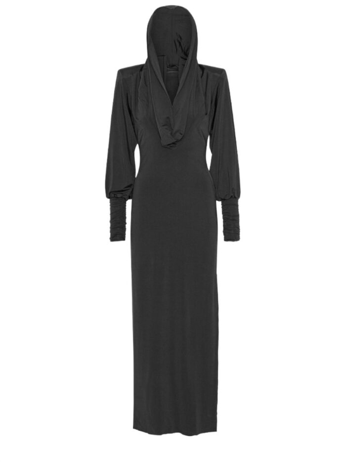 rotate birger christensen long dress with hood ROTATE BIRGER CHRISTENSEN LONG DRESS WITH HOOD