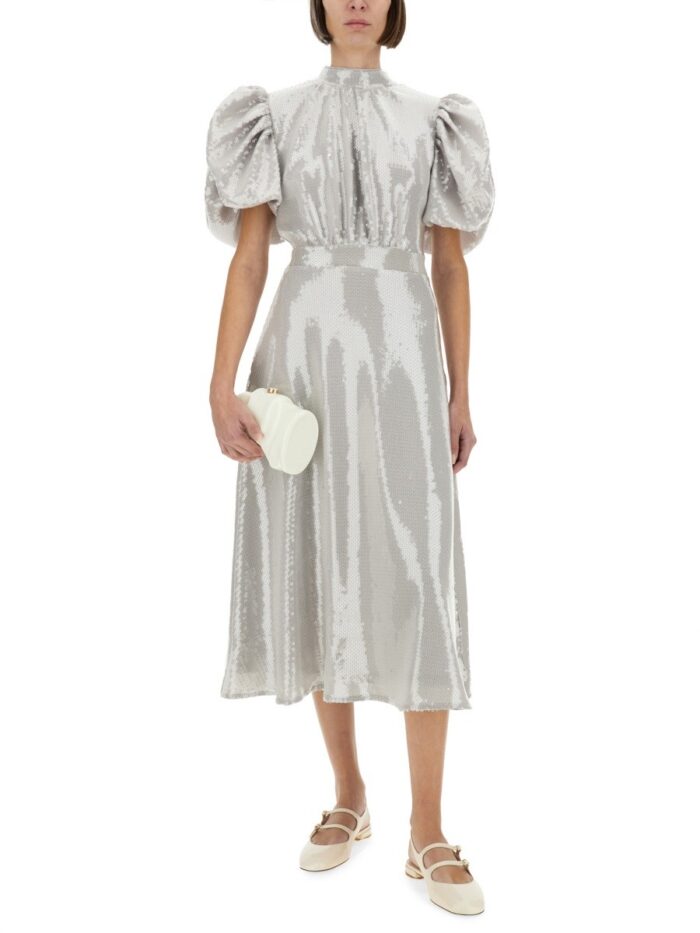 ROTATE BIRGER CHRISTENSEN MIDI DRESS WITH SEQUINS