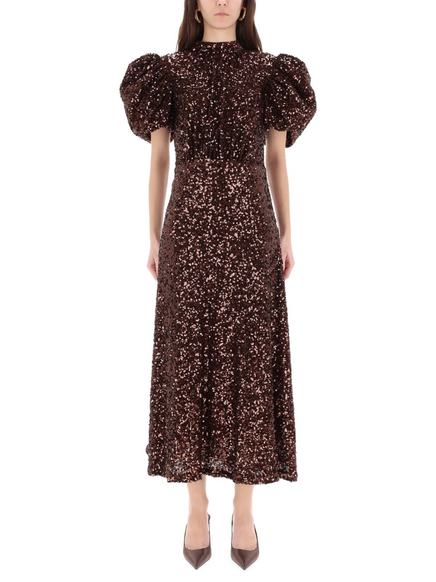 ROTATE BIRGER CHRISTENSEN MIDI DRESS WITH SEQUINS