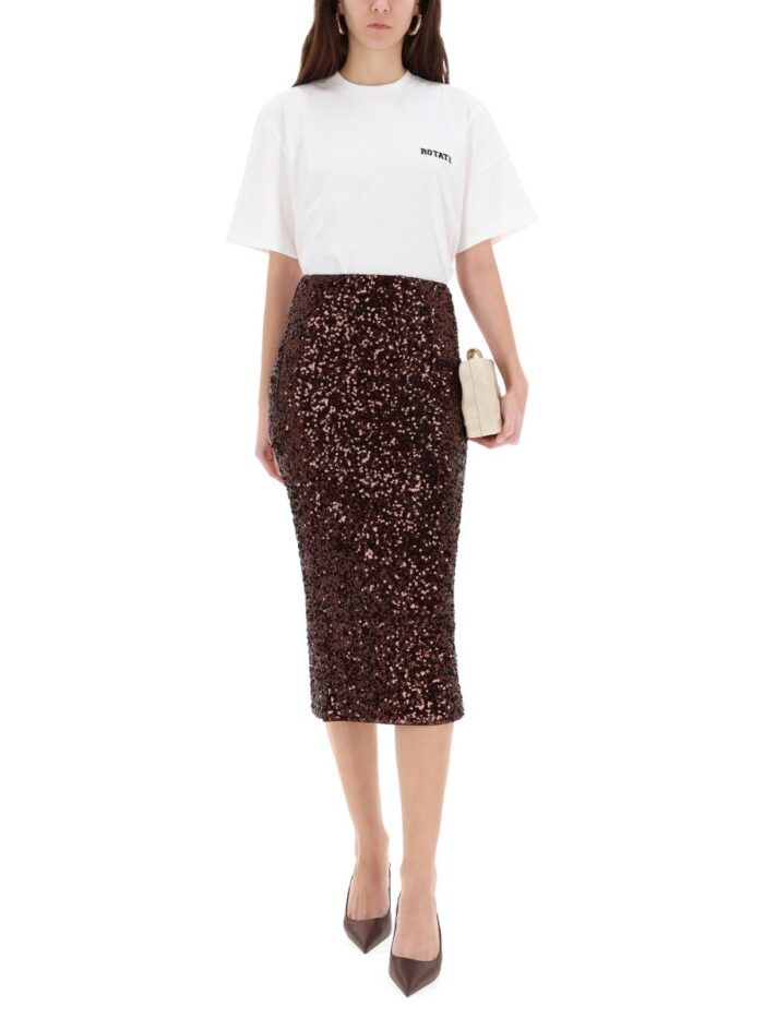 ROTATE BIRGER CHRISTENSEN MIDI SKIRT WITH SEQUINS