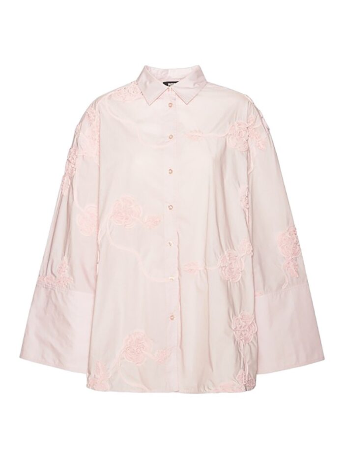 ROTATE BIRGER CHRISTENSEN OVERSIZED SHIRT WITH FLORAL DETAILS