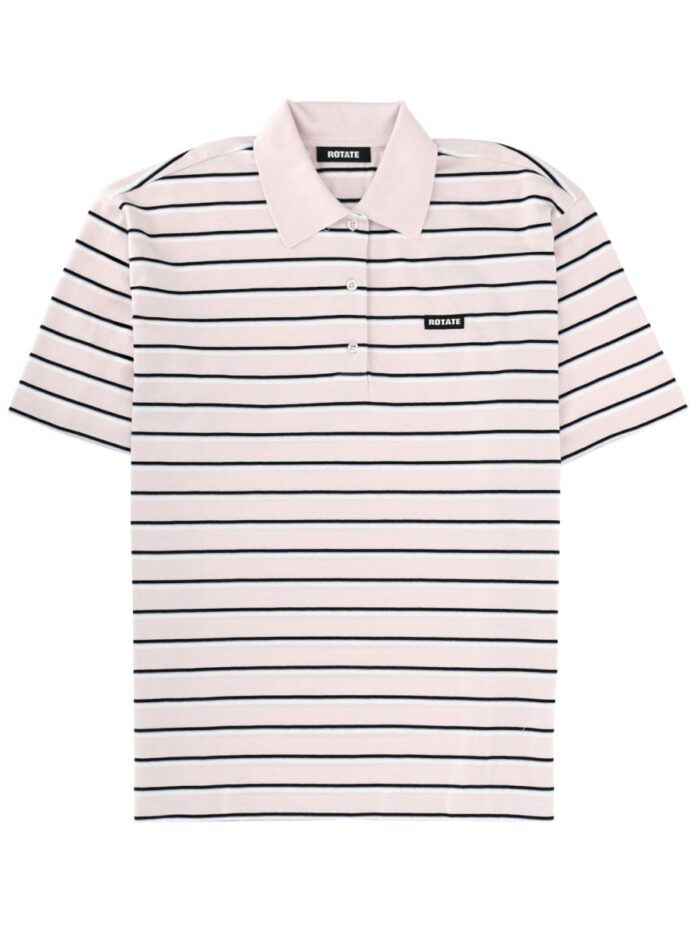 rotate birger christensen striped polo shirt with logo ROTATE BIRGER CHRISTENSEN STRIPED POLO SHIRT WITH LOGO