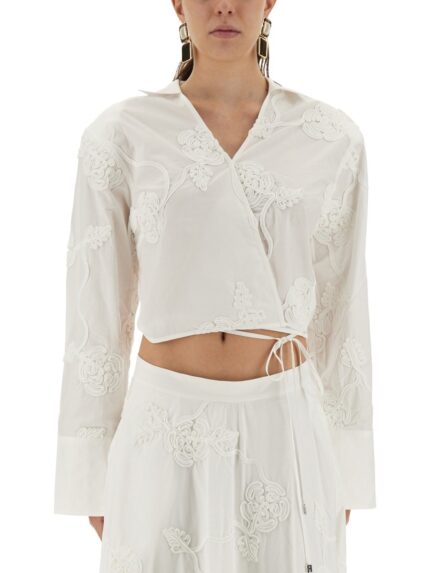 ROTATE BIRGER CHRISTENSEN WRAP-AROUND SHIRT TOP