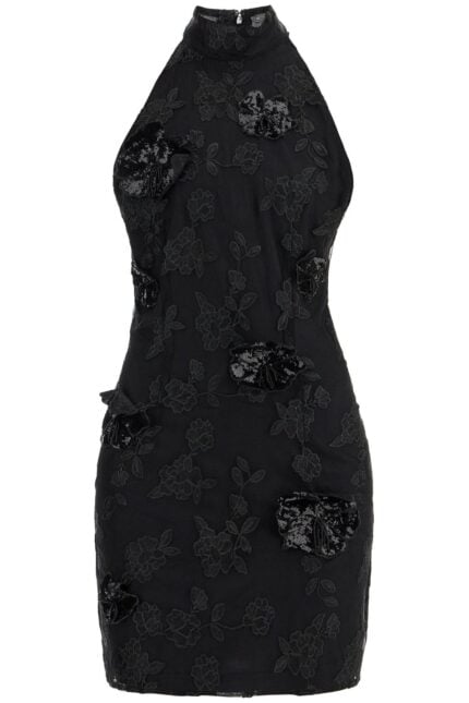 ROTATE Black Floral Recycled Polyester Mini Dress