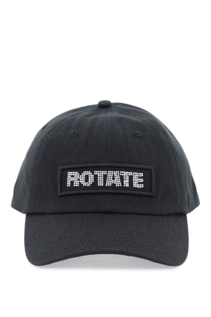 Rotate Cotton Baseball Cap With Rhinestone Logo