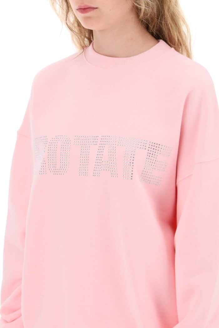 Rotate Crew-neck Sweatshirt With Rhinestone-studded Maxi Logo