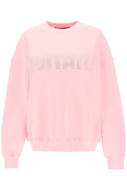 Rotate Crew-neck Sweatshirt With Rhinestone-studded Maxi Logo