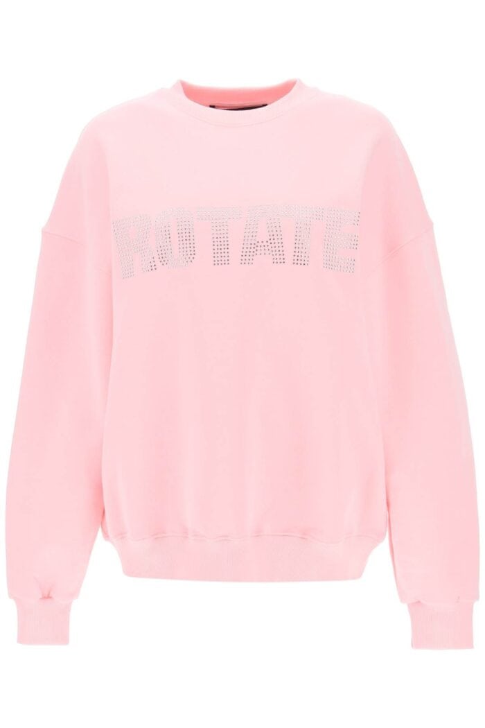 Rotate Crew-neck Sweatshirt With Rhinestone-studded Maxi Logo