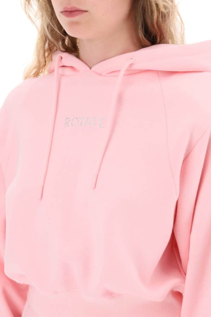 Rotate Cropped Hoodie With Rhinestone-studded Logo