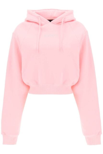 Rotate Cropped Hoodie With Rhinestone-studded Logo