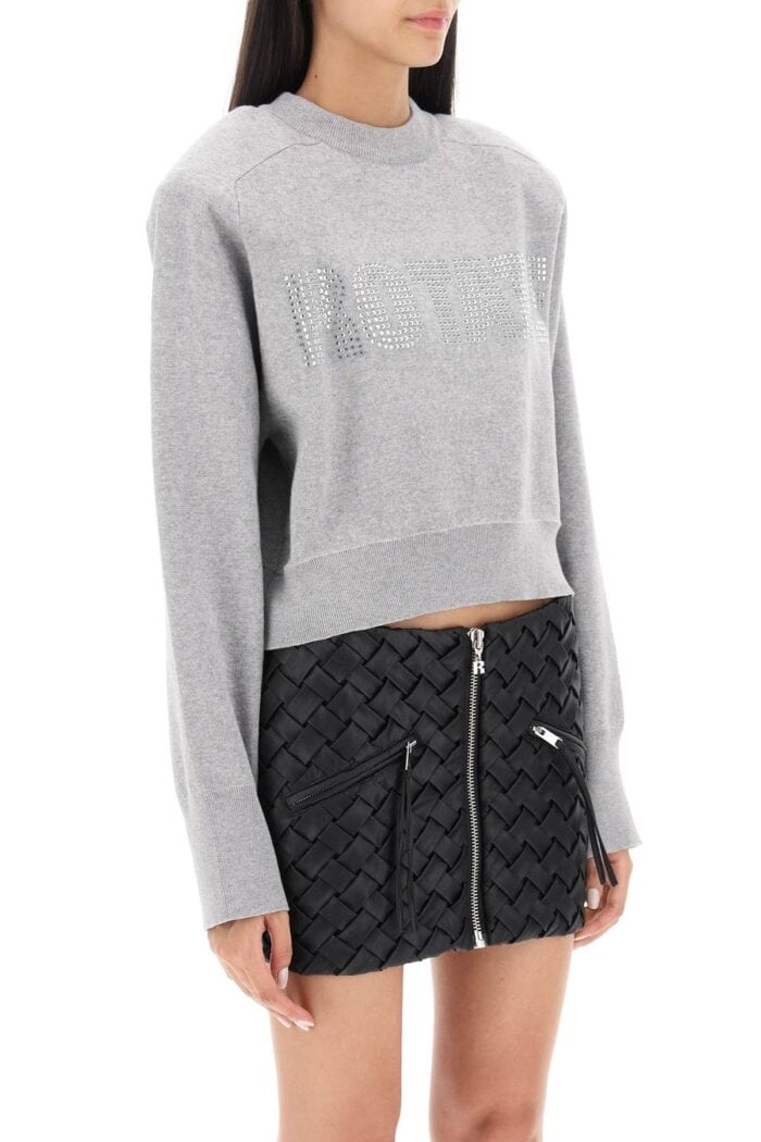 Rotate Cropped Sweater With Rhinestone-studded Logo