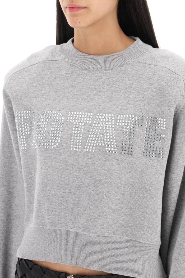 Rotate Cropped Sweater With Rhinestone-studded Logo