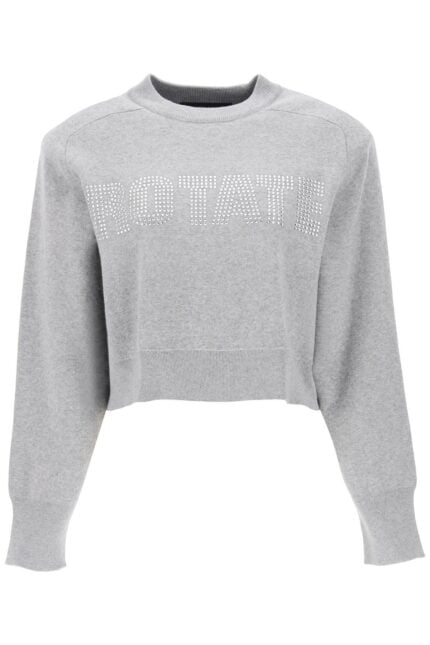 Rotate Cropped Sweater With Rhinestone-studded Logo