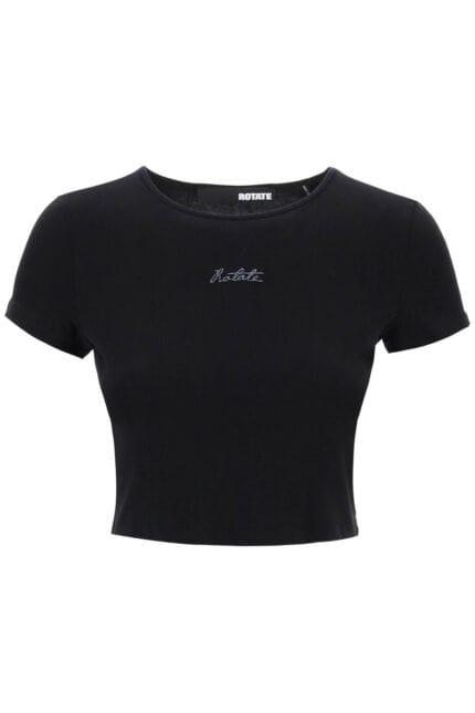 ROTATE Cropped T-shirt With Embroidered Lurex Logo