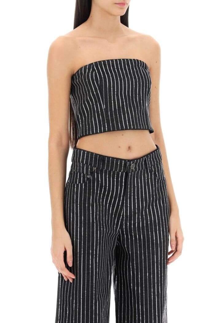 ROTATE Cropped Top With Sequined Stripes