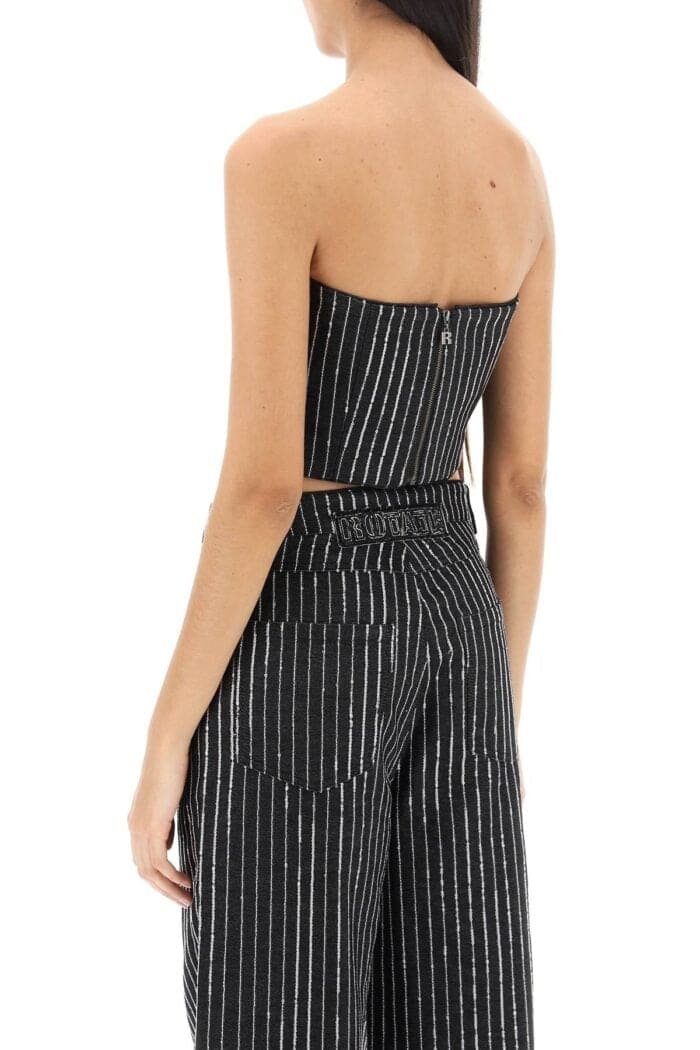 ROTATE Cropped Top With Sequined Stripes