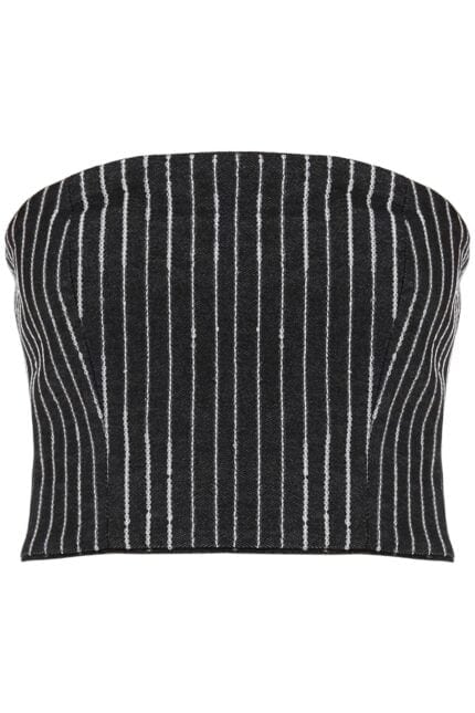 ROTATE Cropped Top With Sequined Stripes