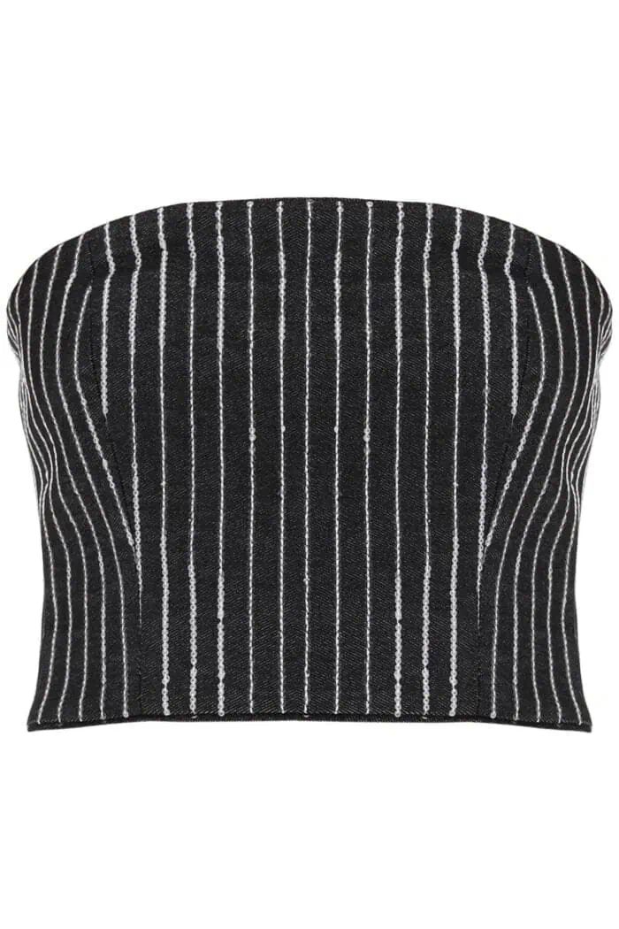 ROTATE Cropped Top With Sequined Stripes