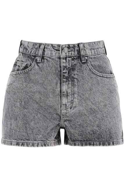 ROTATE Denim Shorts With Rhinestone