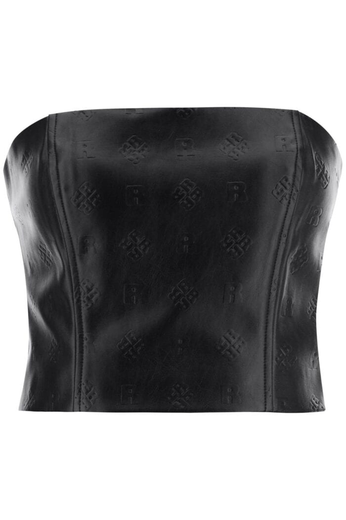 Rotate Faux-leather Cropped Top