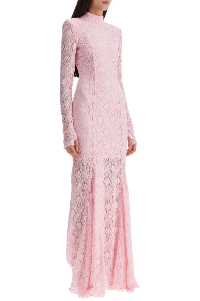 ROTATE Long Pink Lace Dress With Open Back For Special Occasions