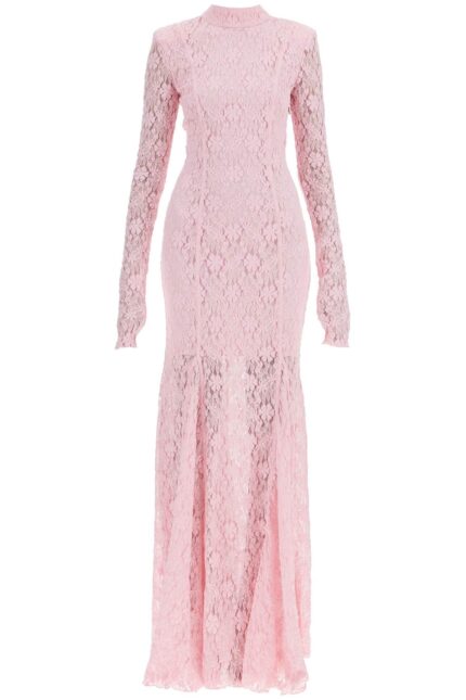 ROTATE Long Pink Lace Dress With Open Back For Special Occasions