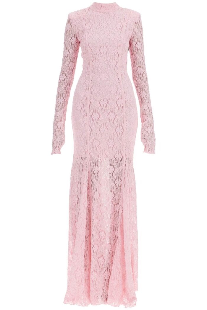 ROTATE Long Pink Lace Dress With Open Back For Special Occasions