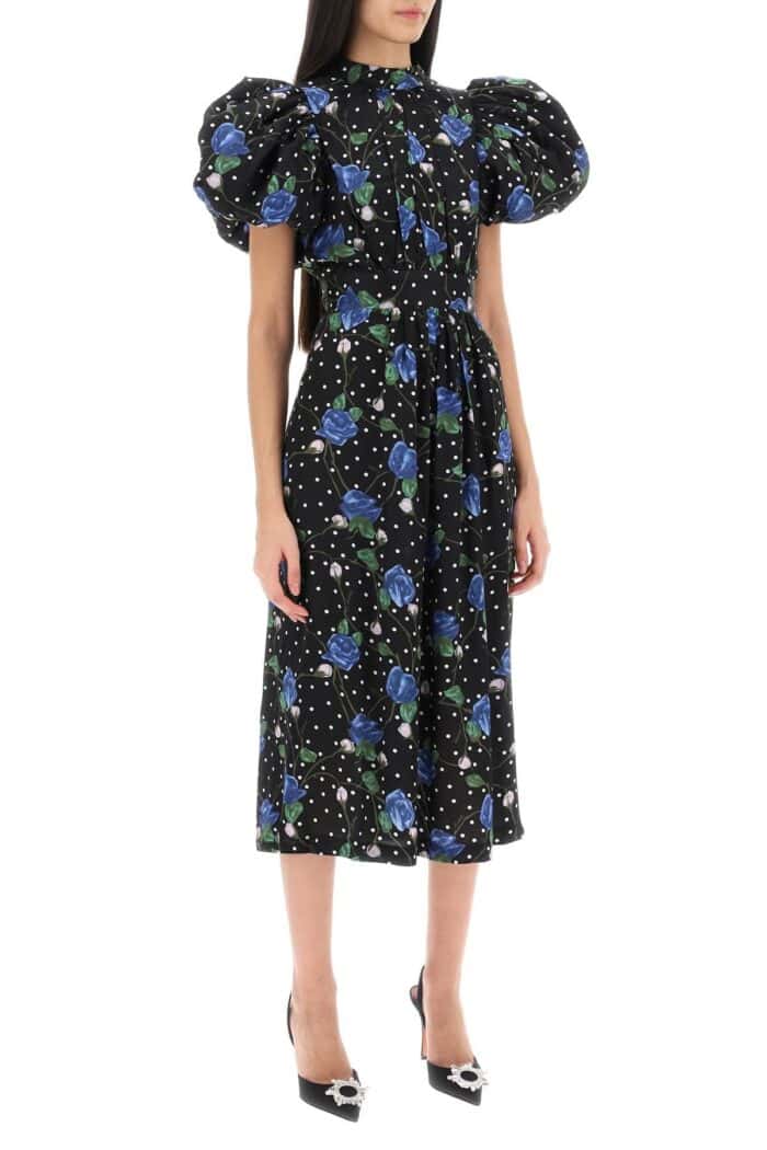 ROTATE Midi Dress With Balloon Sleeves