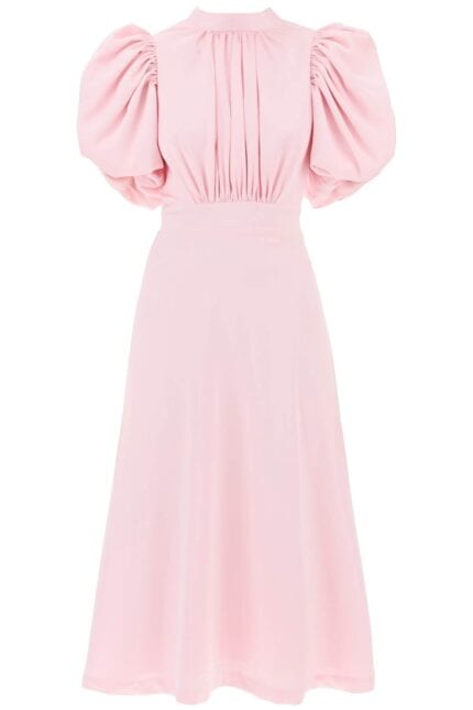 ROTATE Midi Satin Dress With Balloon Sleeves