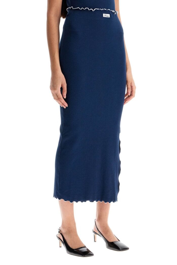 ROTATE Midi Skirt With Contrasting Hemline