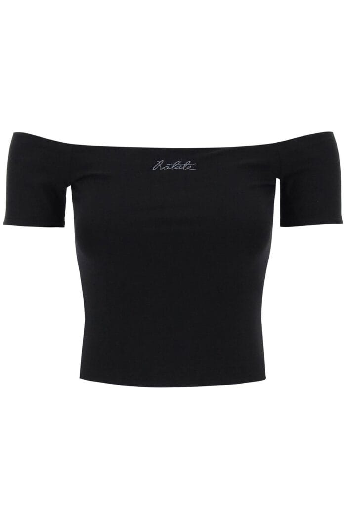 ROTATE Off-shoulder T-shirt With Embroidered Lure