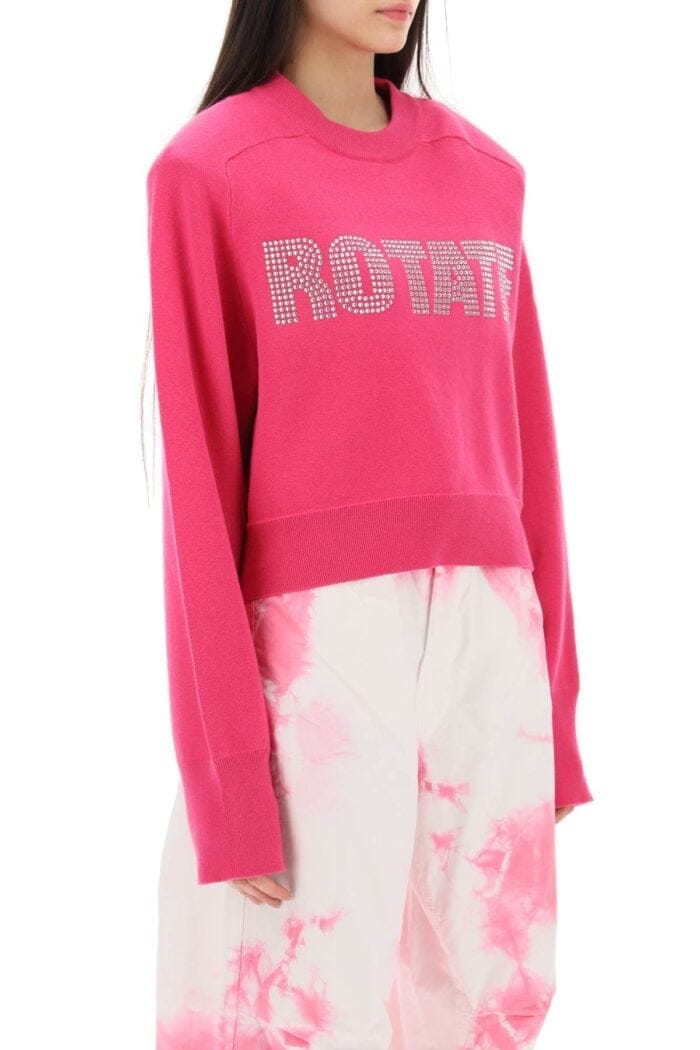 Rotate Rhinestone Logo Organic Cotton Sweater