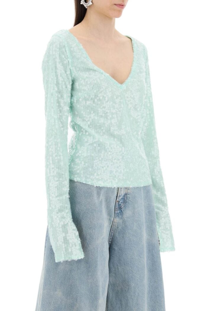 ROTATE Sequin-covered Crop Top