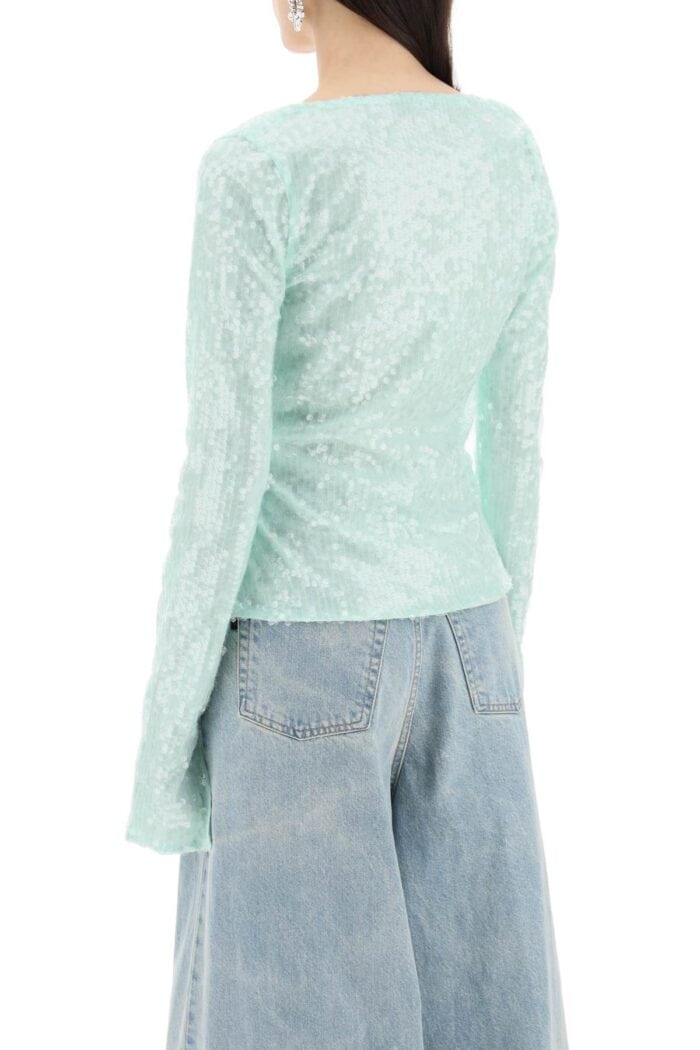 ROTATE Sequin-covered Crop Top
