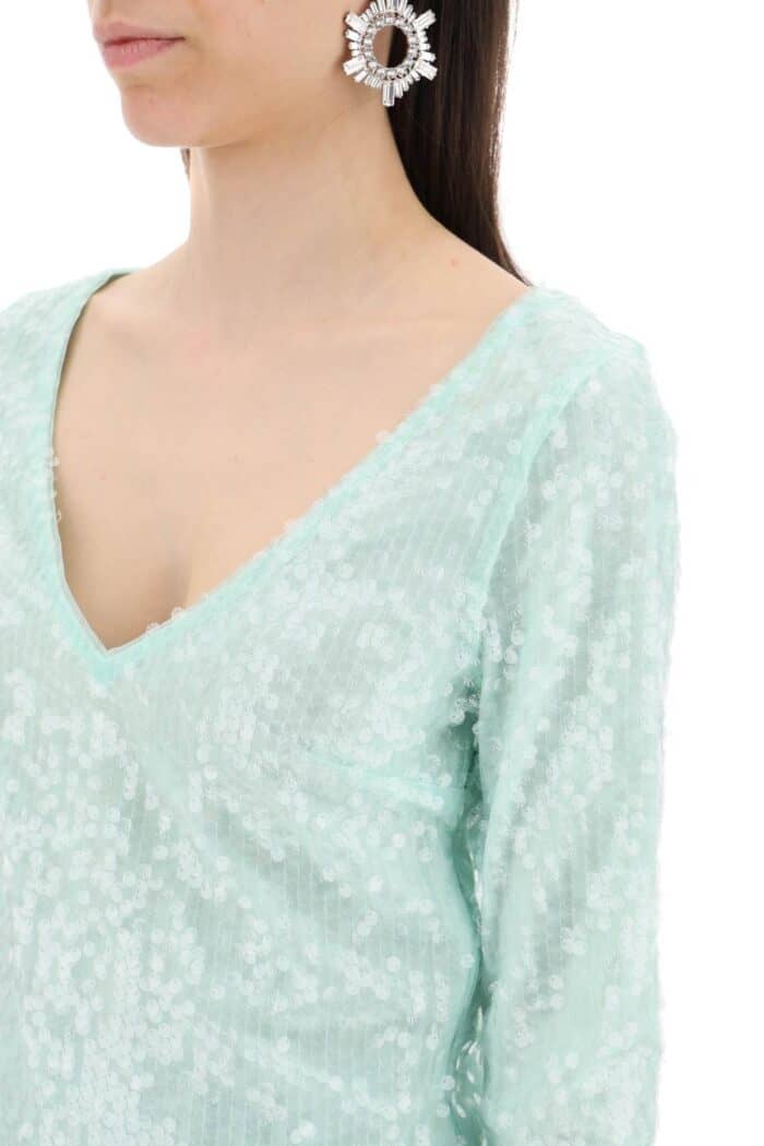 ROTATE Sequin-covered Crop Top