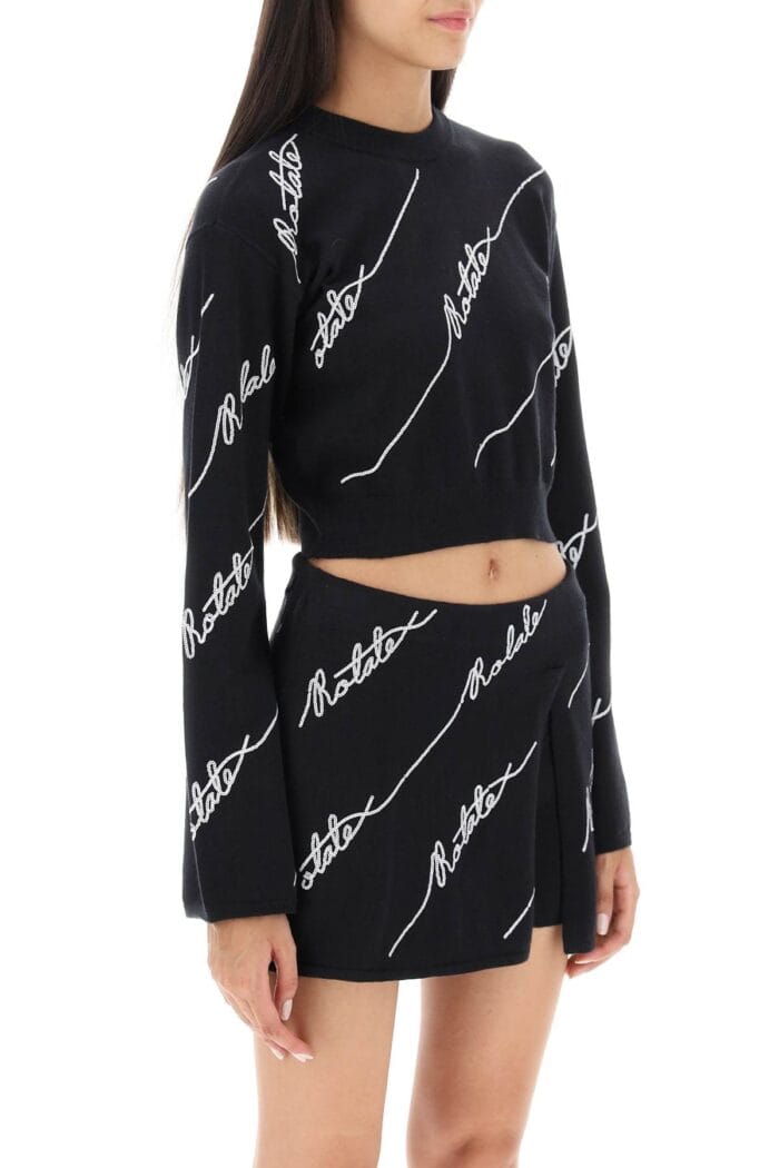 Rotate Sequined Logo Cropped Sweater