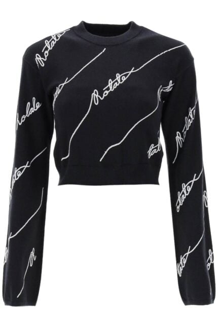 Rotate Sequined Logo Cropped Sweater