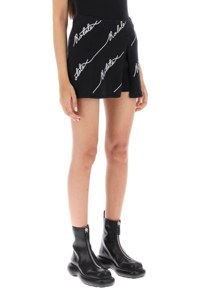 Rotate Sequined Logo Knit Skort