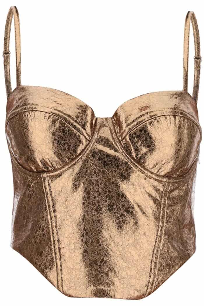 Rotate Textured Laminated Bustier Top