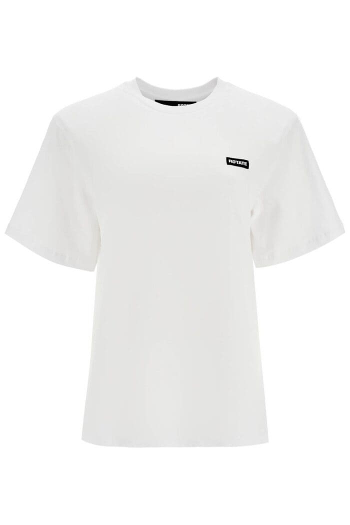 ROTATE White Organic Cotton T-shirt With Wide Neck