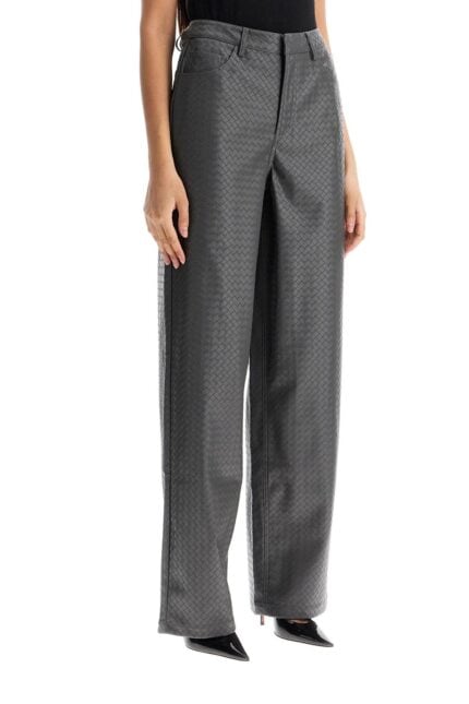 ROTATE Wide Woven Patterned Trousers With A