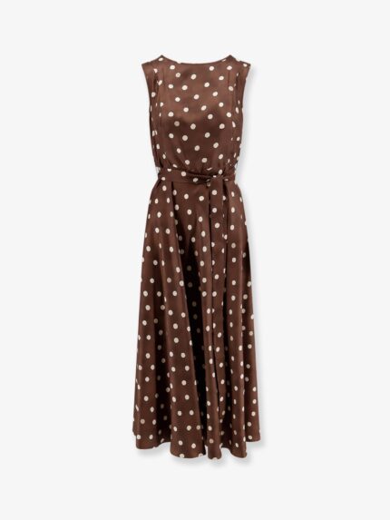 'S MAX MARA Smmmartina Polka-dots Silk Long Dress