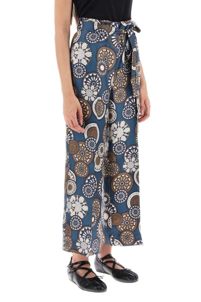 'S MAX MARA 'timeb' Cropped Pants In Printed Silk Twill