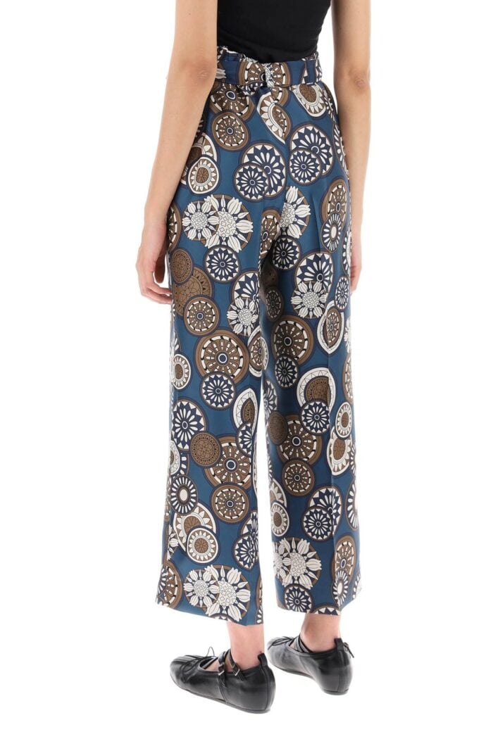 'S MAX MARA 'timeb' Cropped Pants In Printed Silk Twill