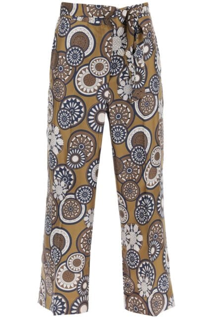 'S MAX MARA 'timeb' Cropped Pants In Printed Silk Twill