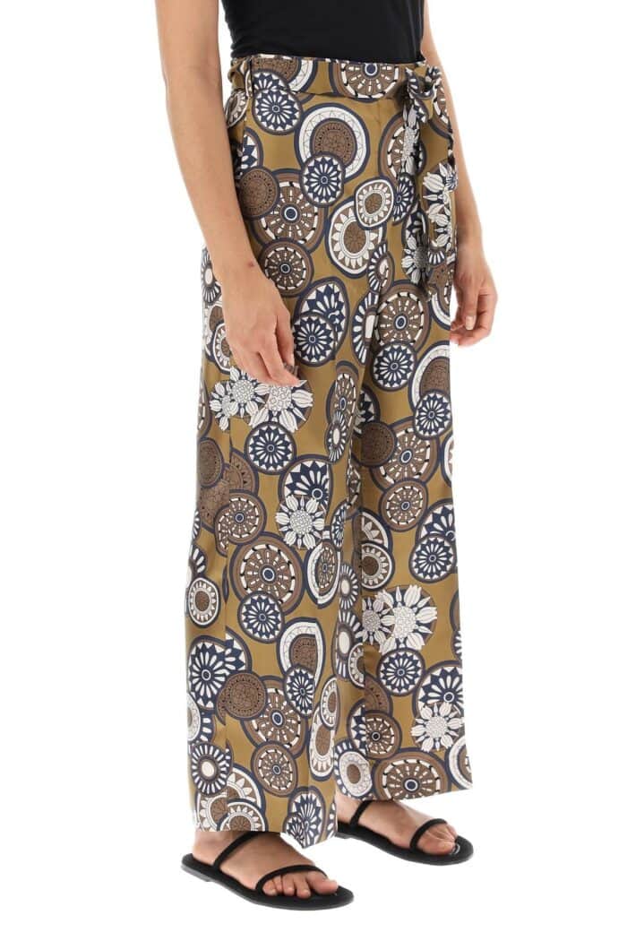 'S MAX MARA 'timeb' Cropped Pants In Printed Silk Twill