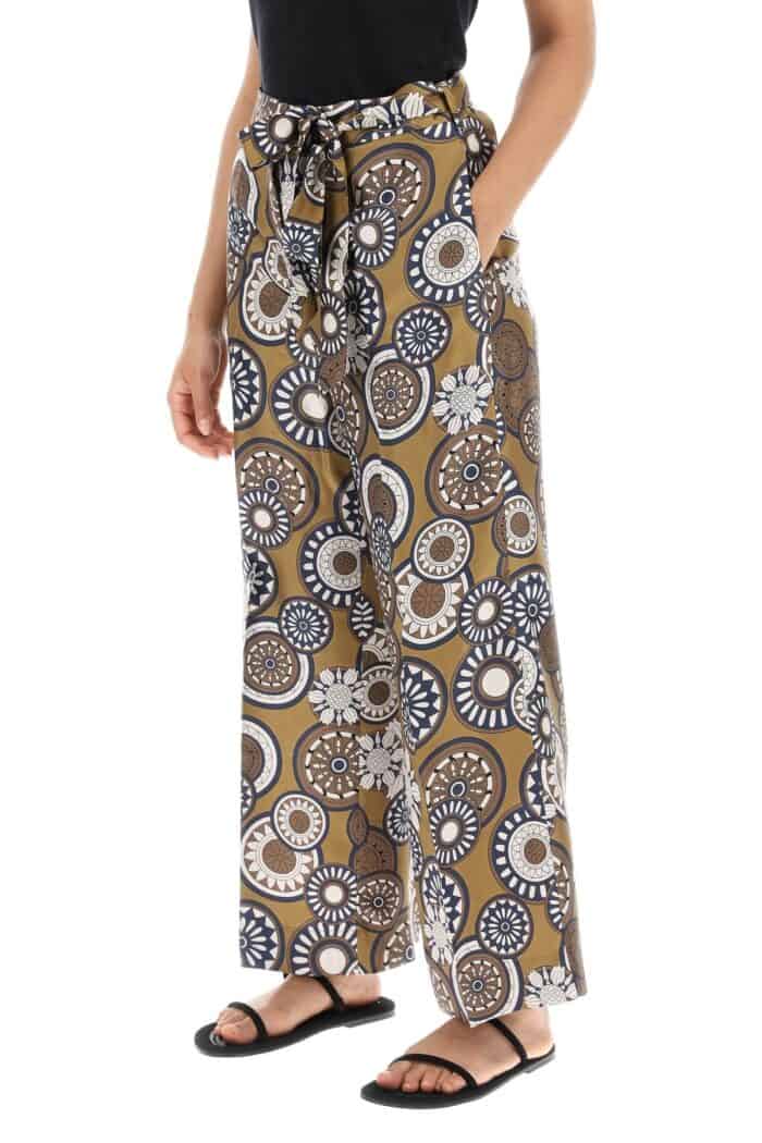 'S MAX MARA 'timeb' Cropped Pants In Printed Silk Twill