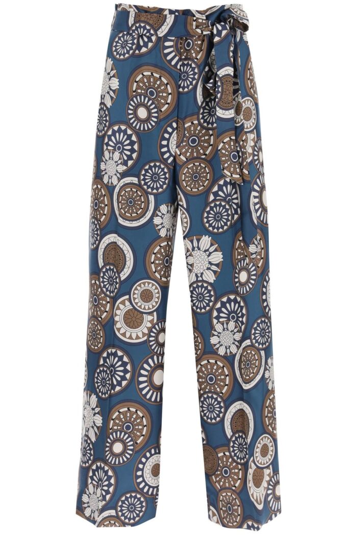 'S MAX MARA 'timeb' Cropped Pants In Printed Silk Twill