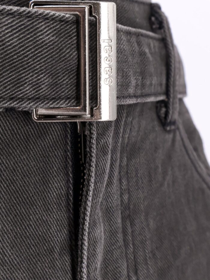 SACAI Black Denim Bermuda Shorts With Belt