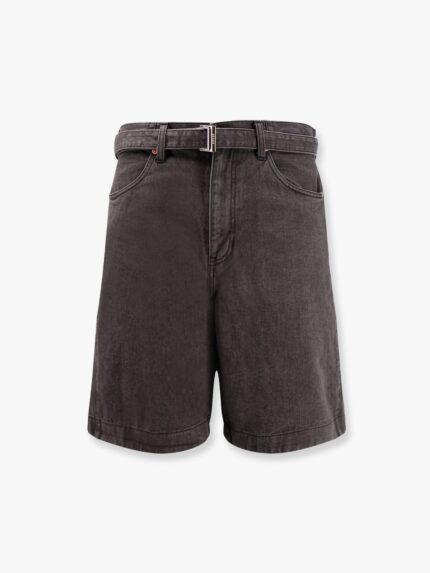 SACAI Black Denim Bermuda Shorts With Belt